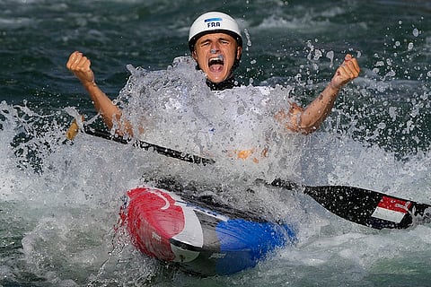 Nicolas Gestin of France competes men's canoe single finals